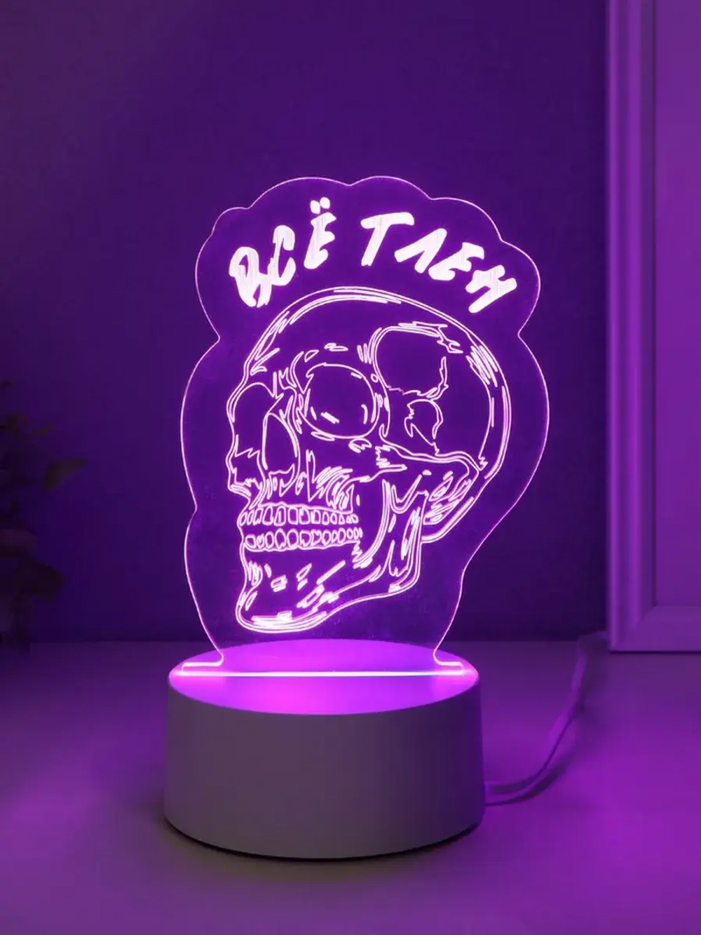 Светильник "Череп. Всё тлен" LED RGB от сети RISALUX 9,5х10,