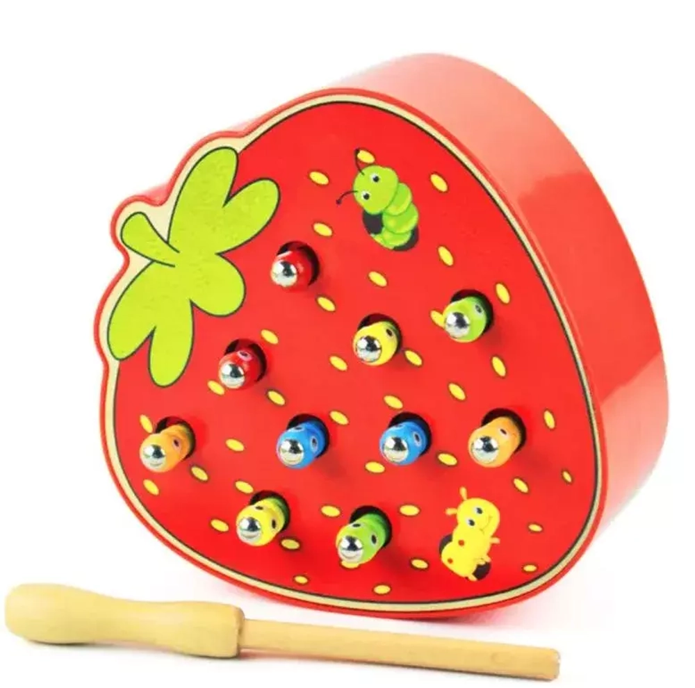 Развивающая игра магнитная рыбалка "Червячки в клубнике"