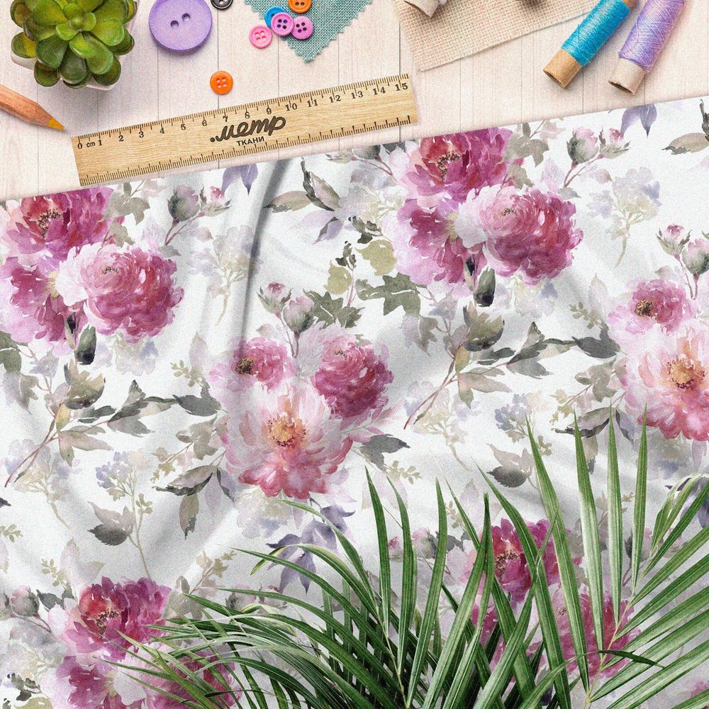 Ткань бязь соцветия цветочных элементов