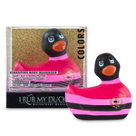 Вибратор-уточка I Rub My Duckie 2.0 Colors с черно-розовыми полосками (Цвет: черный с розовым)