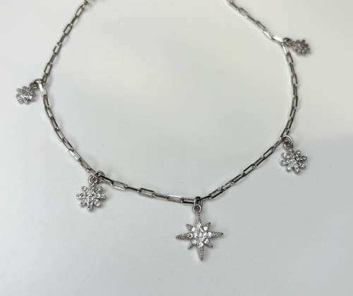 Браслет на ногу звездой и цветами