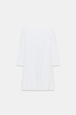 ZARA КОРОТКОЕ ПЛАТЬЕ С ВЫРЕЗОМ «ЛОДОЧКА», БЕЛЫЙ