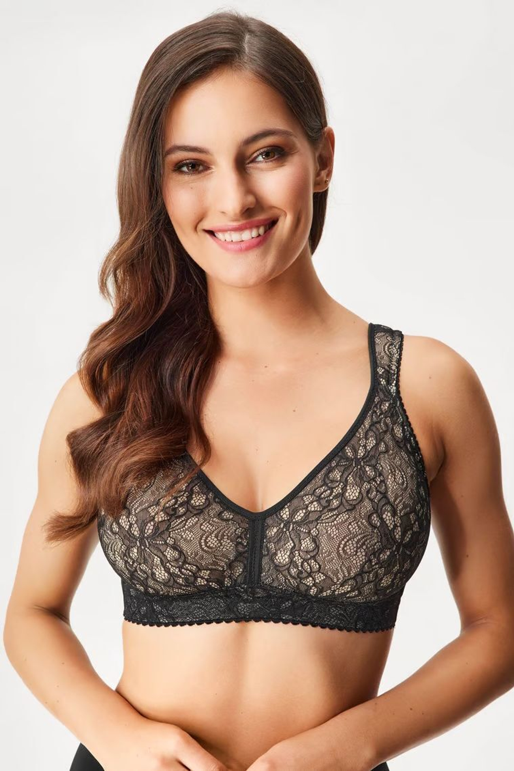 Бюстгальтер без каркасов Elegant (Размер: 95F) (Цвет: черный с бежевым)