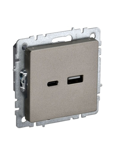 Розетка BRITE USB A+C 18Вт РЮ11-1-БрШ механизм шампань IEK BR-U22-018-K37