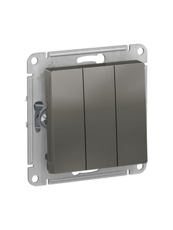 Выключатель 3-кл. СП AtlasDesign 10А IP20 (сх. 1+1+1) 10AX механизм сталь SE ATN000931