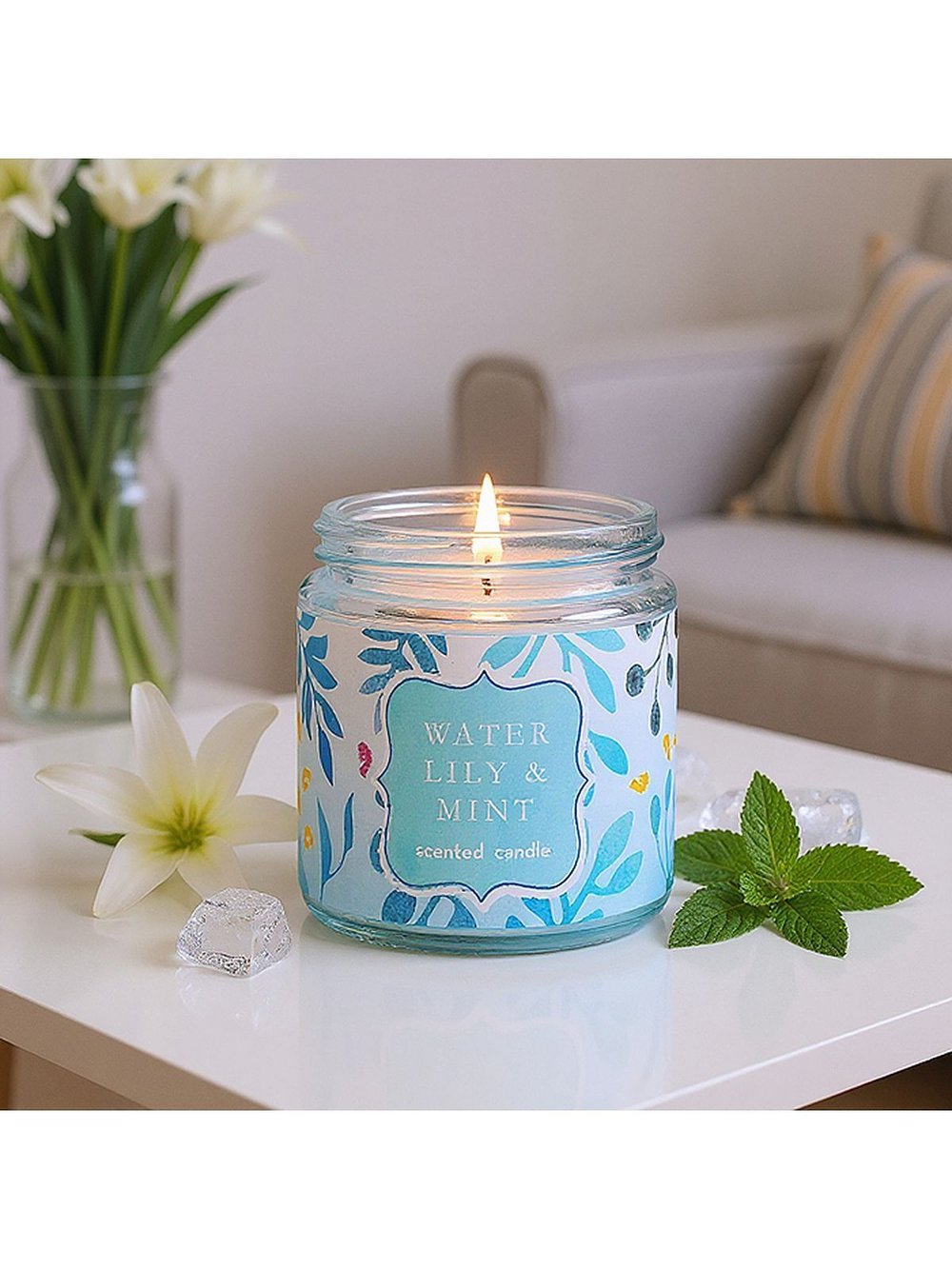 Свеча ароматическая Водяная лилия и мята (00-7080)