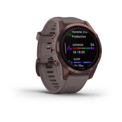 Умные часы Garmin FENIX 7S Sapphire Solar титановый темно-бронзовый с сланцево-серым силиконовым ремешком