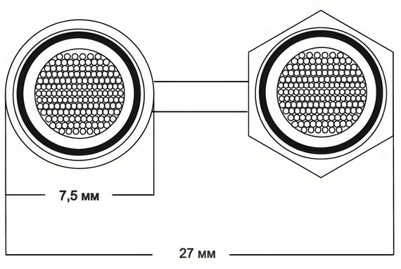 Готовый акустический кабель Van den Hul The Magnum Hybrid 2х2,5м с разъемами BERRI &quot;лопатка&quot;. Цвет: красный
