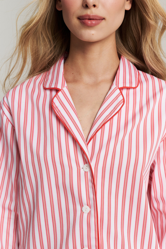 Рубашка с кантом из сатина в полоску