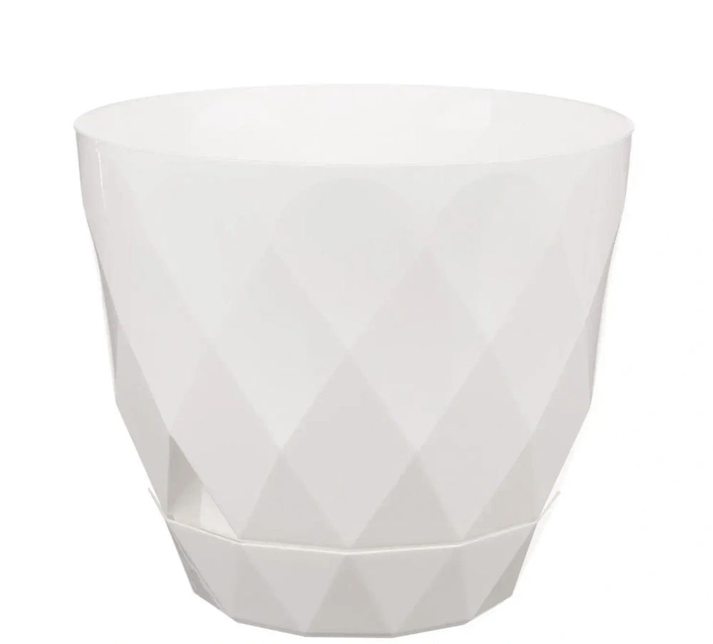 Горшок для цветов пластиковый 4,5л d-22см «Laurel» с поддоном белый