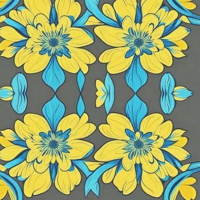 Паттерн желтые абстрактные цветы