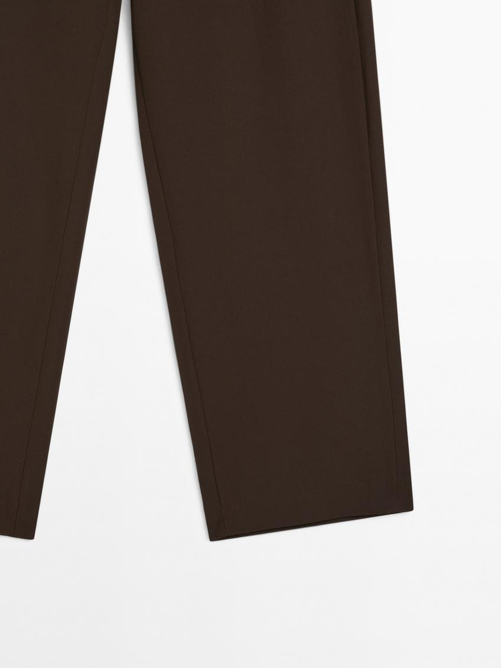 Massimo Dutti Брюки из рельефной ткани с узором, шоколадный