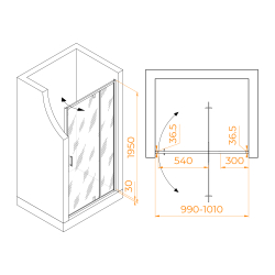 Душевая дверь RGW LE-103 (Прозрачное, 1000)