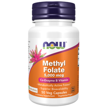 Now Foods Methyl Folate 5000 mcg 50 veg capsules, Витамин B9 (Фолиевая кислота), Метил Фолат