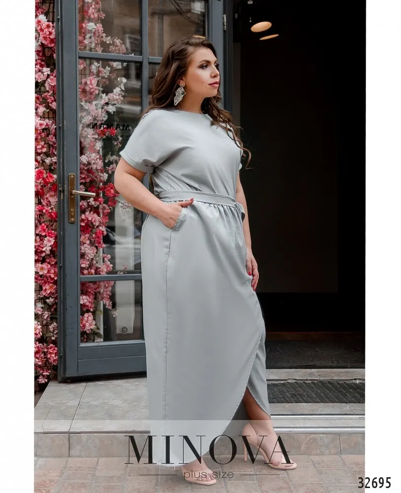 Платье 8609-1-светло-серый Minova