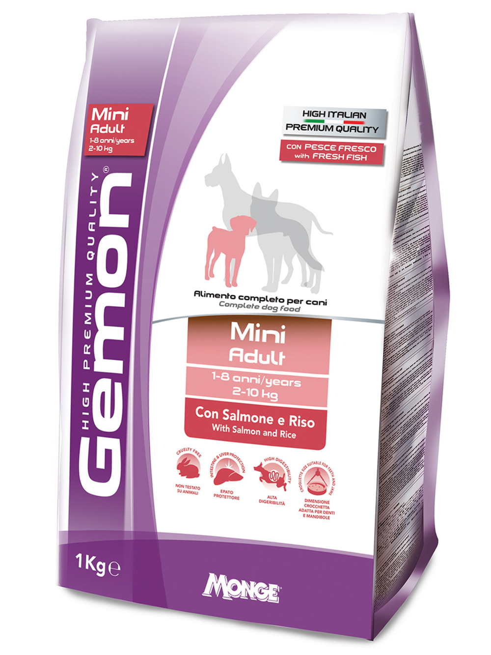 Сухой корм Gemon Dog Mini для взрослых собак мелких пород, с лососем и рисом 1 кг