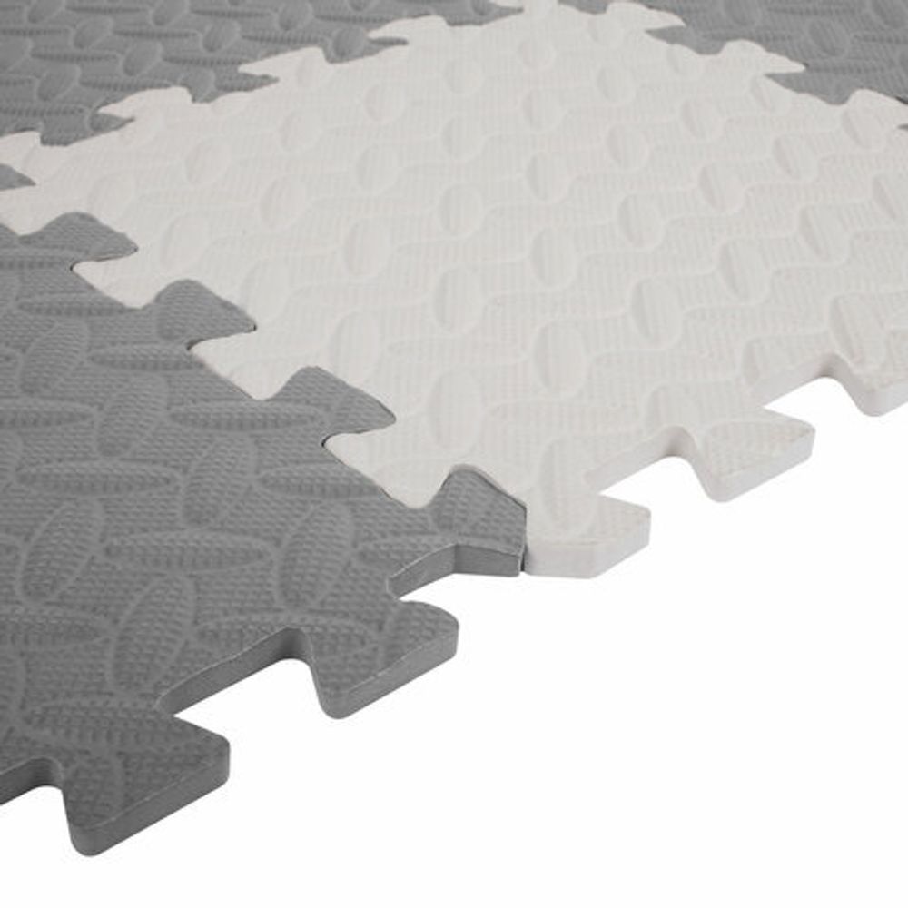 Коврик-пазл напольный 1,2х1,2 м, 16 шт., 30х30 см, толщина 1 см, серый, черный, светло-серый, ЮНЛАНДИЯ, 664817