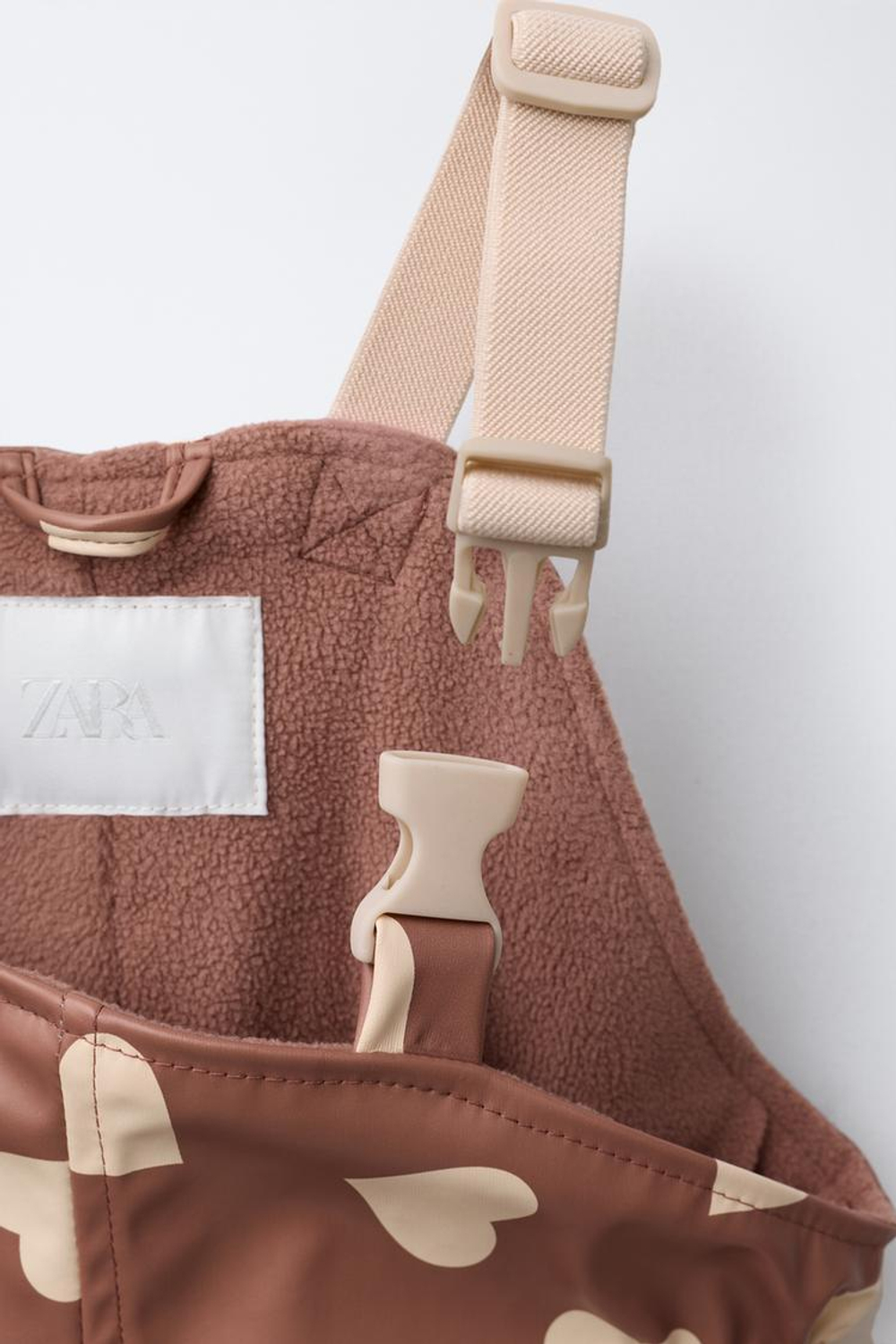 ZARA ПРОРЕЗИНЕННЫЙ КОМБИНЕЗОН С ПРИНТОМ WATER RESISTANT, РОЗОВАТЫЙ