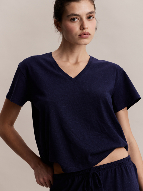 Футболка Jil T-shirt Navy blue in Hemp