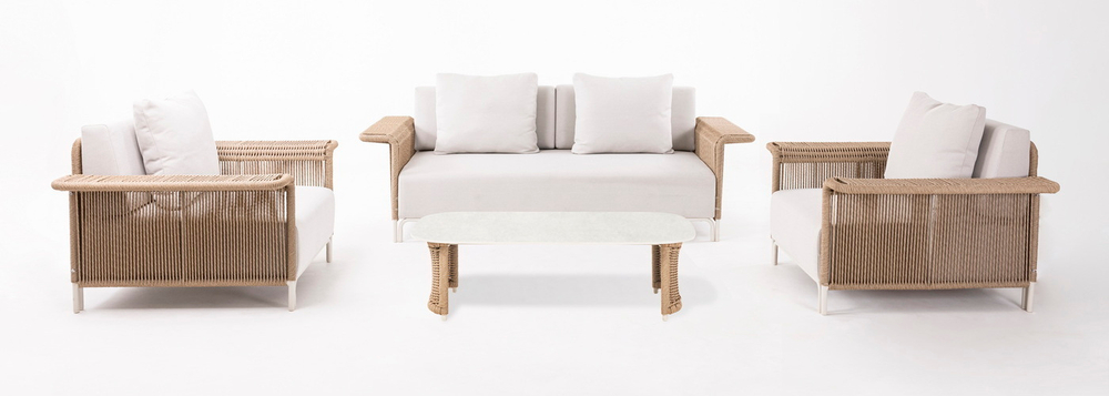 "Мальдивы" лаунж-зона из искусственного ротанга, цвет соломенный