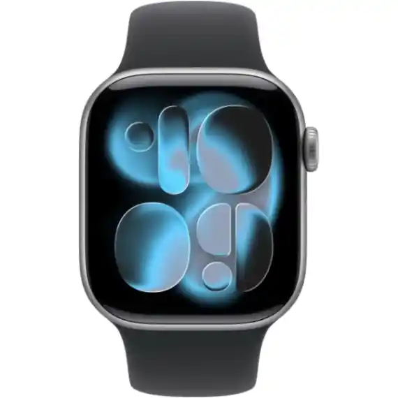 Apple Watch Series 11, 46 мм, корпус из алюминия цвета «серый космос», спортивный ремешок цвета «черный» M/L (MEV44)