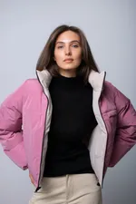 Пуховик Alexandra Talalay Short двухсторонний AW016 беж/пурпурно-розовый