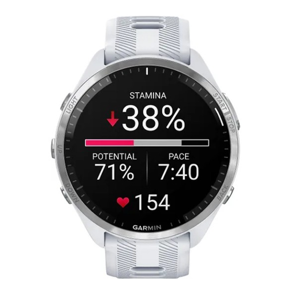 Умные часы Garmin Forerunner 965 – белые, титановый безель, с белым ремешком