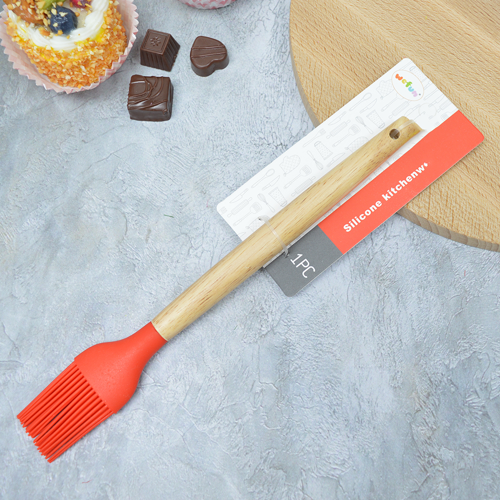 Кисточка силиконовая с деревянной ручкой, 27,5*4см