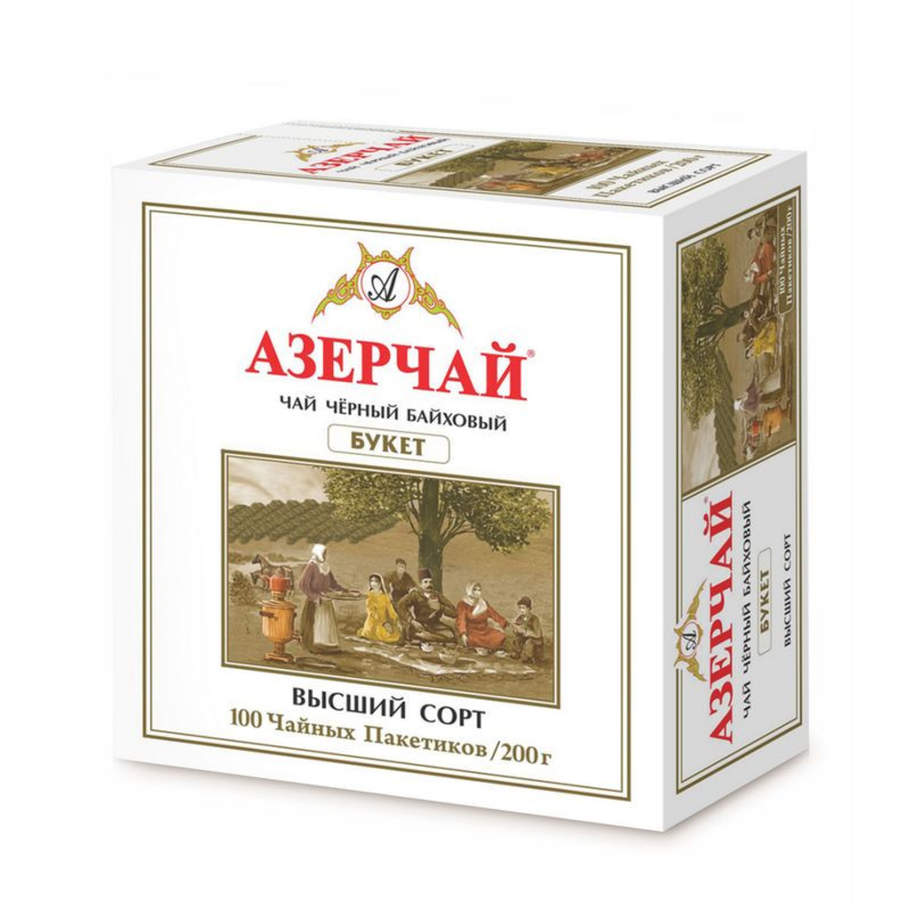 Чай черный в пакетиках Азерчай Букет, 100 пак