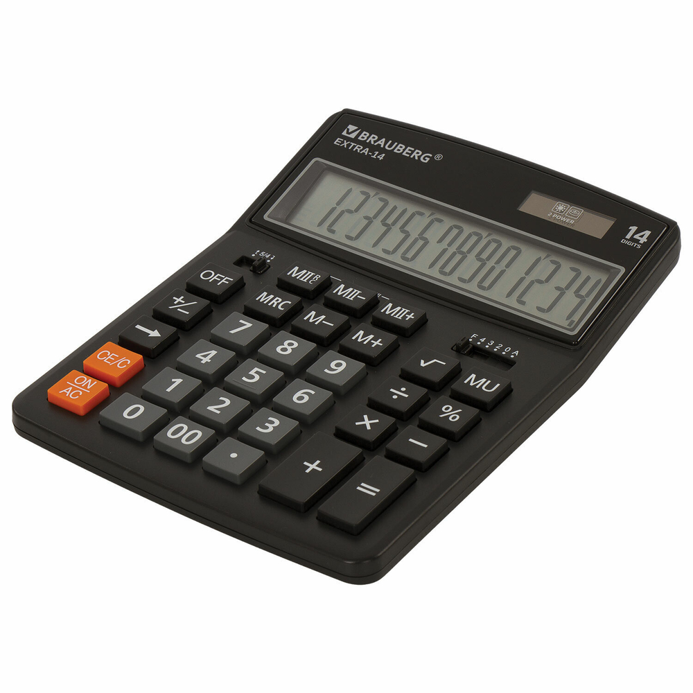 Калькулятор настольный BRAUBERG EXTRA-14-BK (206x155 мм) 14 разрядов двойное питание черный