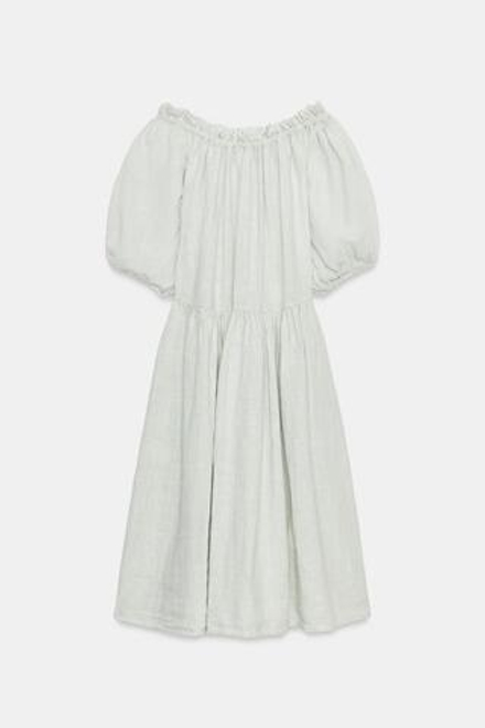 ZARA ПЛАТЬЕ МИДИ ИЗ 100% ЛЬНА — ZW COLLECTION, ЦВЕТ МОРСКОЙ ВОЛНЫ