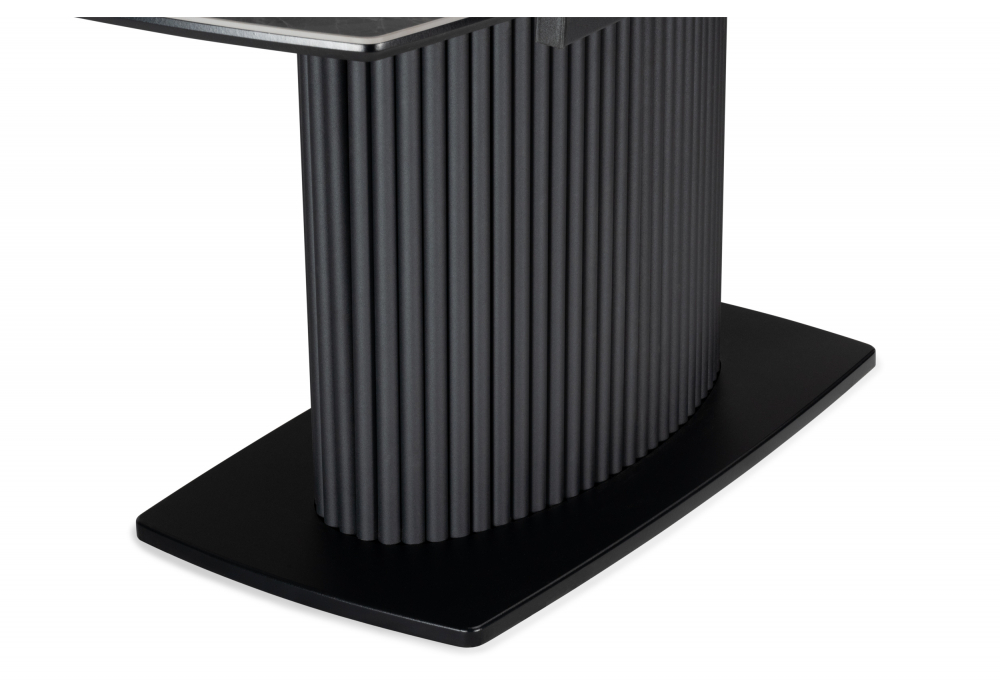 Керамический стол Woodville Фестер 140(180)х80 larka grey, черный