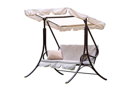 Качели садовые OLSA 2-х местные Мартинелла(каркас коричневый, м/э разноцветный рис.полоска)1 уп.