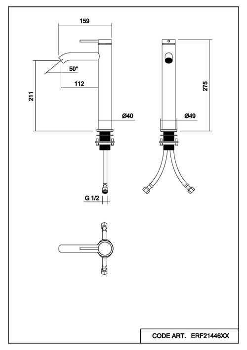 Смеситель для раковины Abelsberg Fluida ERF22003GM высокий, космическая сталь