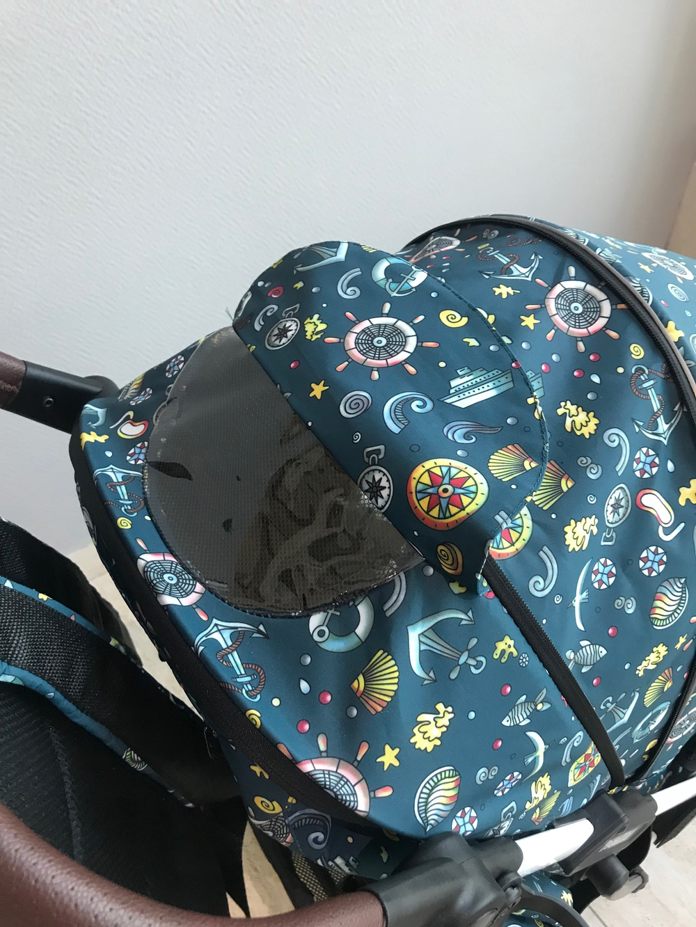 Коляска прогулочная Babalo 2024 Океан текстиль на белой раме