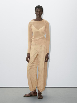 Massimo Dutti Легкие брюки с поясом, натуральный