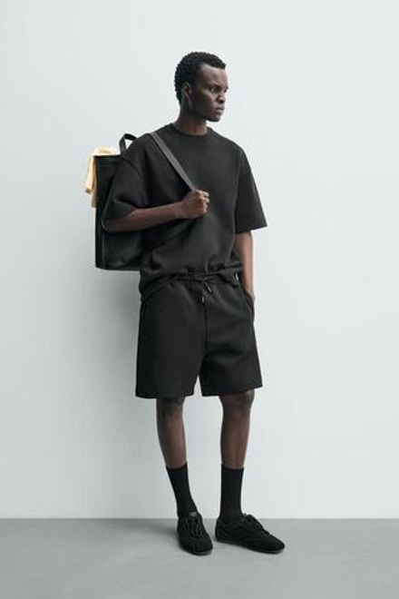 ZARA ТОЛСТОВКА RELAXED FIT ИЗ ИНТЕРЛОКА, ЧЕРНЫЙ