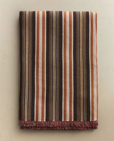 Zara Home - Хлопковое полосатое одеяло, коричневый, 140x190 см