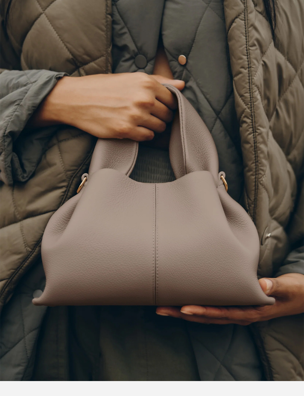 Сумка Polene Numéro Neuf Mini Edition Textured Taupe