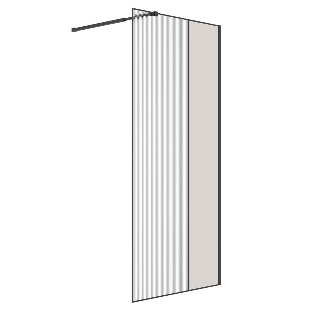 Душевая перегородка Niagara Nova NG-481-10FBLACK (100х200) черный матовый,стекло рифленое/тонированное,1 место