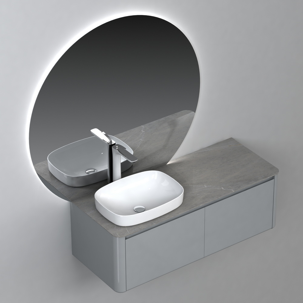 Тумба с раковиной Black&White Universe 120 см U915.1200 L glossy light grey