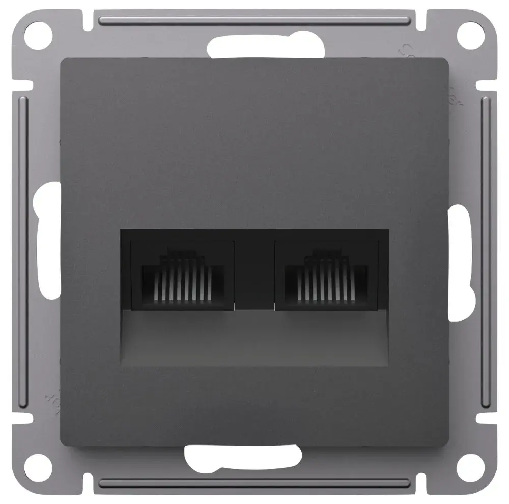 ATLASDESIGN РОЗЕТКА двойная компьютерная RJ45+RJ45 кат. 5e, механизм, БАЗАЛЬТ