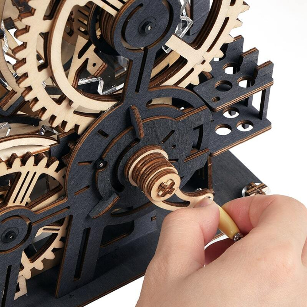 Марбл-трасса ночной город LGA01 от ROKR - Деревянный конструктор, сборная механическая модель, 3D пазл, трасса для шариков