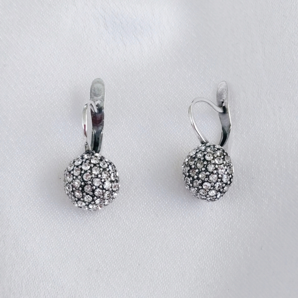 "Грэма" серьги в серебряном покрытии из коллекции "Мириада" от Jenavi с английским замком