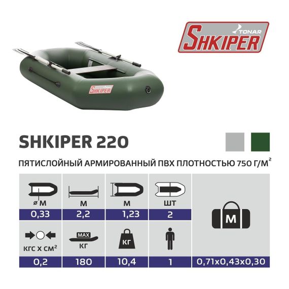 Лодка Тонар Шкипер 220 (зеленый)