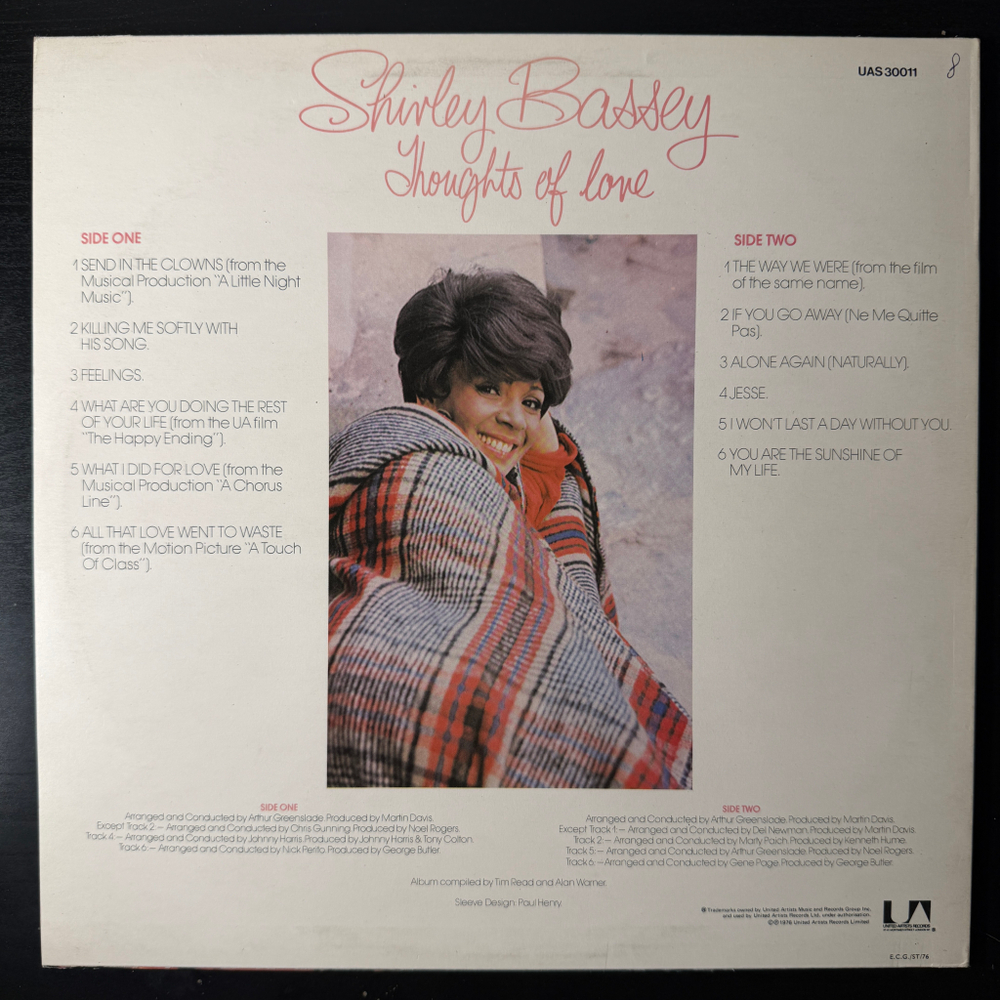 Shirley Bassey ‎– Thoughts Of Love (Англия 1976г.)