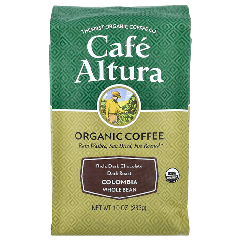 Cafe Altura, органический кофе, Колумбия, цельные зерна, темная обжарка, 283 г (10 унций)