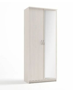 Шкаф 2-х створчатый Дуэт Люкс с зеркалом Бодега светлая