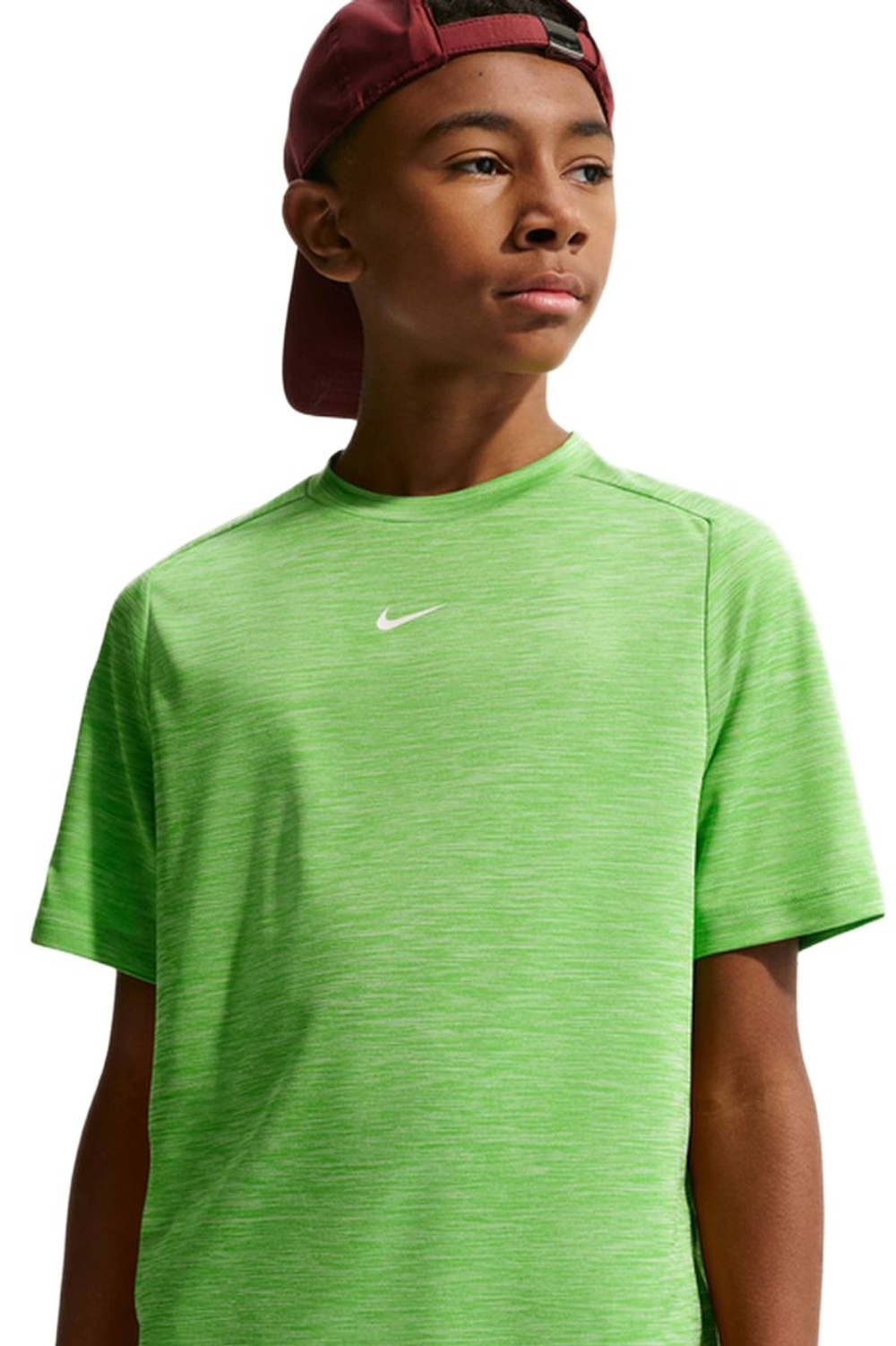 Детская теннисная футболка Nike Boys Multi Dri-FIT Short-Sleeve - mean green/light liquid lime/heather/white