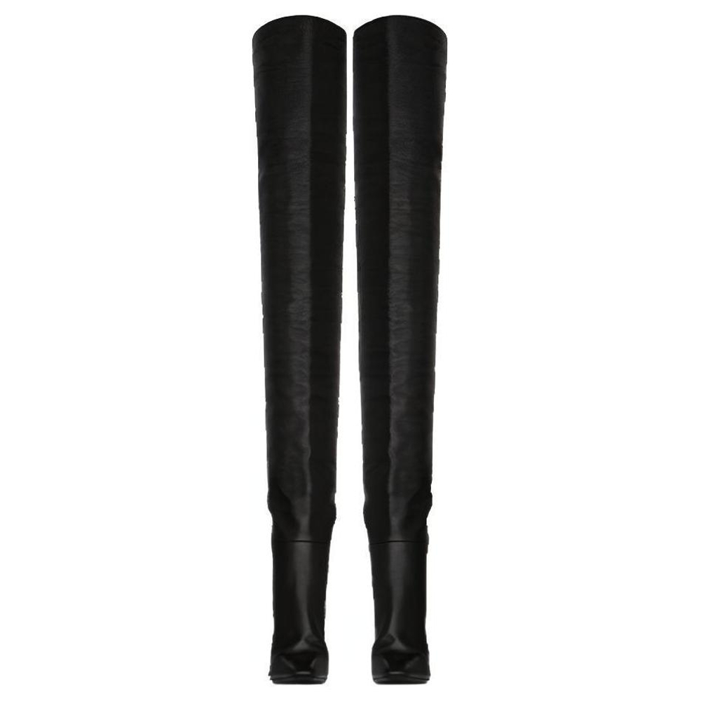 SAINT LAURENT Yves Over The Knee Boots 9.5cm Women"s Black
